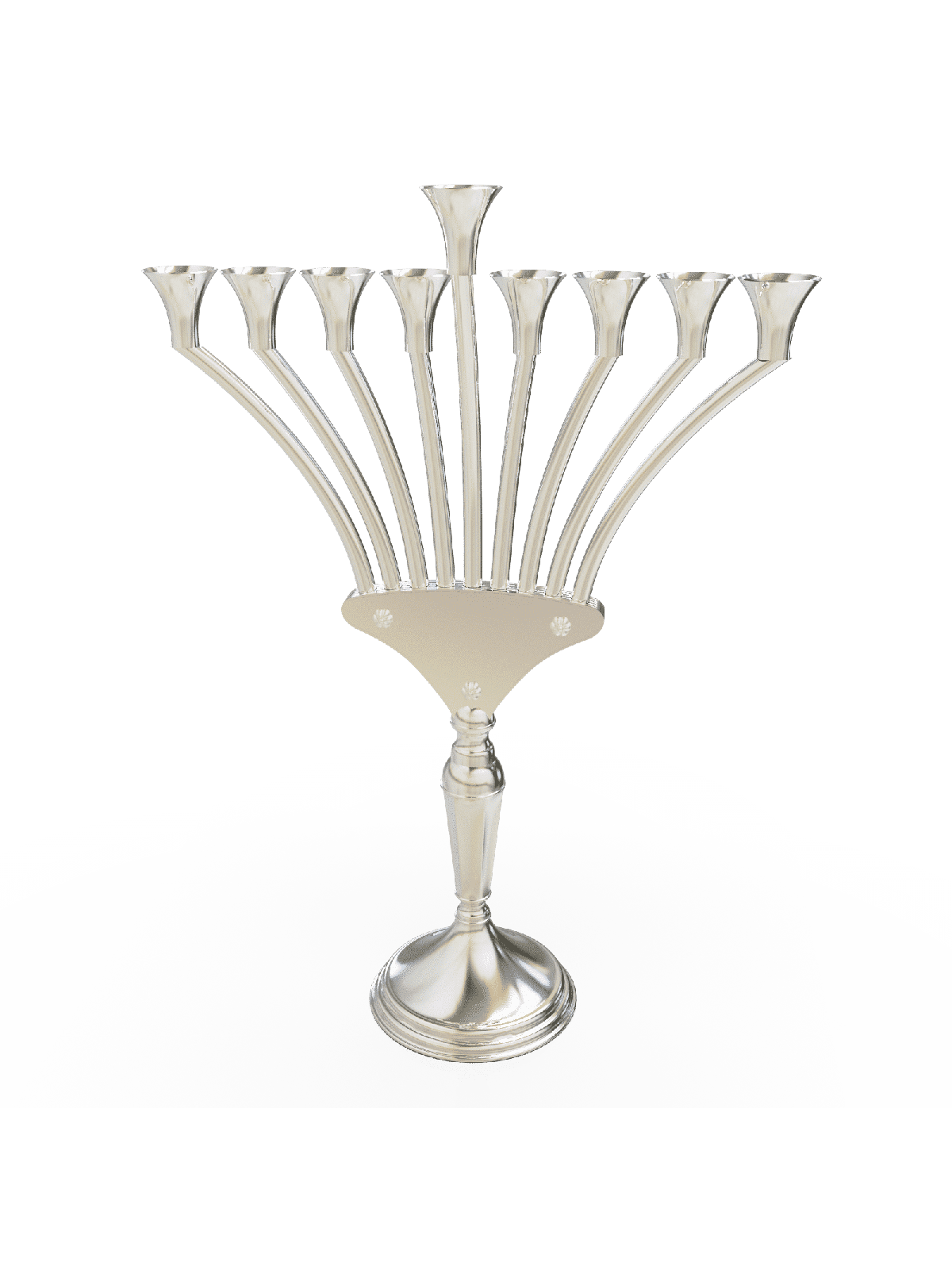 חנוכייה עם זרועות מעוקלות ונרות בצורת פתוח , חנוכה מודרני מ